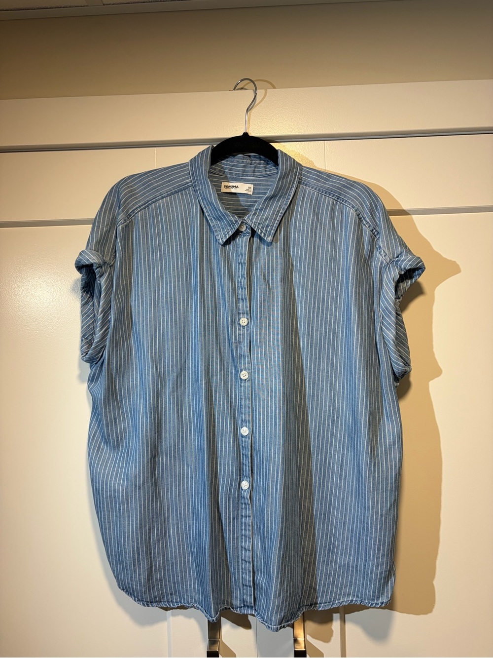 Sonoma Light Blue Striped Women’s Button-Front Blouse
